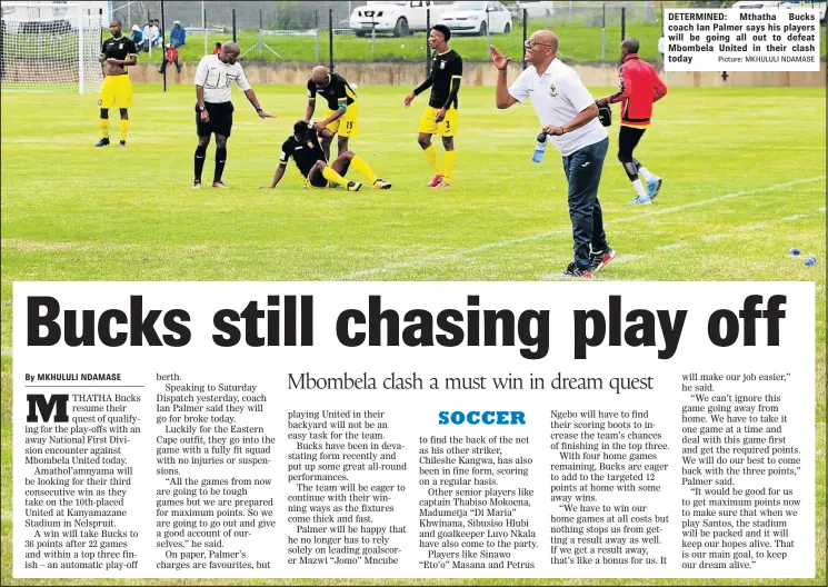  ?? Picture: MKHULULI NDAMASE ?? DETERMINED: Mthatha Bucks coach Ian Palmer says his players will be going all out to defeat Mbombela United in their clash today