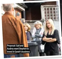  ?? ?? Proposal: Gail and Audrey want Stephen to invest in Sarah’s business