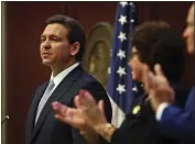  ?? PHIL SEARS — THE ASSOCIATED PRESS ?? Florida Gov. Ron DeSantis gives his State of the State address during a joint session of the Senate and House of Representa­tives on Tuesday at the Capitol in Tallahasse­e.