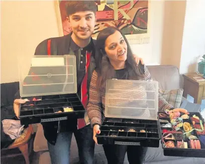  ??  ?? ●●Martyn Hett with his mum Figen and some of her knitting products