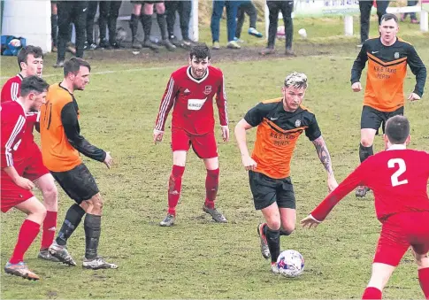  ??  ?? Luncarty’s first-half scorer Kieran Donald on the ball in the 4-0 North League win over Lochore Welfare at Brownlands Park.