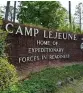  ?? AP ?? The sign at the main gate to Camp Lejeune Marine Base outside Jacksonvil­le, North Carolina.