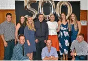  ??  ?? The 500th Nightcaps Young Farmers Meeting Committee members, back row from left: Hayden King, Victoria Butterick, Alexis Muir, Chris Malcom, Melissa Hamilton, Megan Dyer. Front row from left: Andrew Cowie, Allen Gregory and Justin Oostveen.