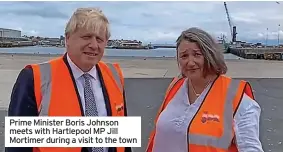  ?? ?? Prime Minister Boris Johnson meets with Hartlepool MP Jill Mortimer during a visit to the town