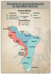  ??  ?? 19世纪阿尔萨斯-洛林地区的法语和德语­方言分布