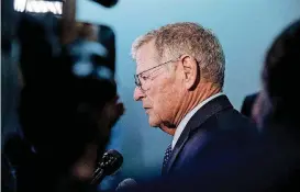  ?? [AP PHOTO] ?? Sen. Jim Inhofe, R-Tulsa, speaks to reporters as he arrives for a hearing on Capitol Hill in Washington on Sept. 25.