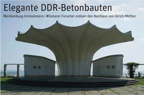  ?? Foto: dpa/Stefan Sauer ?? Soll endlich restaurier­t und wieder genutzt werden: Ulrich Müthers Konzertmus­chel in Sassnitz auf der Insel Rügen