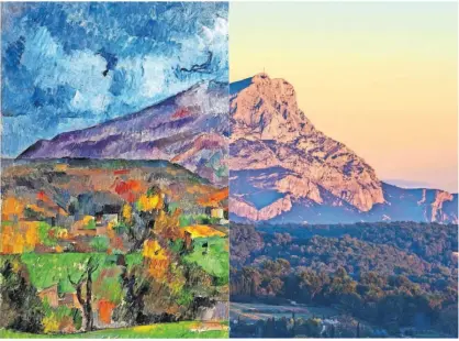  ??  ?? Den Berg Sainte-victoire hat Cézanne immer wieder gemalt. Treffend - wie der Fotovergle­ich zeigt. Fotos: Ap/mauritius Images