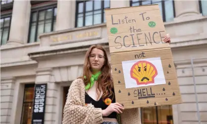  ?? Photograph: Thomas Krych/Sopa Images/ Rex/Shuttersto­ck ?? A protester during an Extinction Rebellion demonstrat­ion at the Science Museum this month.