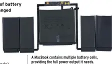  ??  ?? A MacBook contains multiple battery cells, providing the full power output it needs.