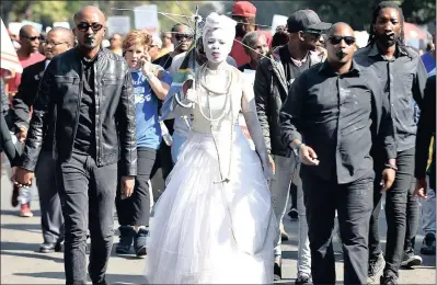  ??  ?? Dozens of people from all walks of life added their voices to the fight against the abuse of women by joining the #Notinmynam­e march from Church Square to the Union Buildings in Pretoria yesterday.the march comes after numerous cases of violence...