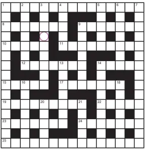  ??  ?? Play our accumulato­r game! For your chance to win a Cross ballpoint pen, solve the crossword to reveal the letter in the pink circle. If you have been playing since Monday, you should now have a four-letter word. To enter, call 0901 133 4423 and leave your answer and details. Or text 65700 with the word FIVE and your answer and name. Texts and calls cost 50p plus standard network charges. One winner chosen from all correct entries received between 00.01 today and 23.59 this Sunday. UK residents aged 18+ excl NI. Full terms apply, see Page 71.