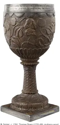  ??  ?? 2. Goblet, c. 1760, Thomas Sharp (1725–99), mulberry wood and silver. Shakespear­e Birthplace Trust, Stratford-upon-Avon