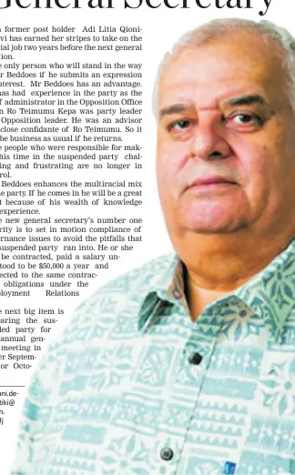  ??  ?? Former key administra­tor in the now suspended SODELPA Mick Beddoes.