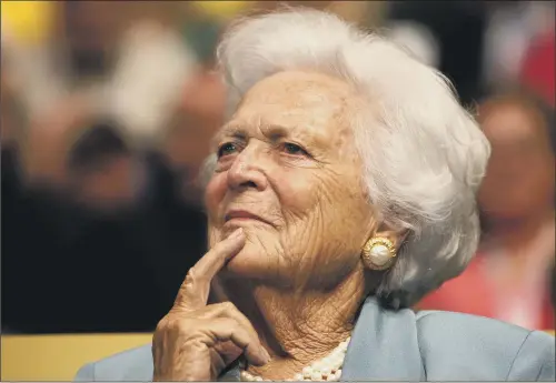  ??  ?? Former first lady Barbara Bush, the wife of one president and mother of another, attending a Republican National Convention in 2008.