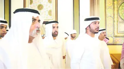  ?? Wam ?? Sheikh Nahyan bin Mubarak, Minister of Culture and Knowledge Developmen­t, was among the mourners yesterday.