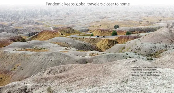  ??  ?? Among the most impressive views along the way was the dramatic landscape of Badlands National Park in South Dakota.