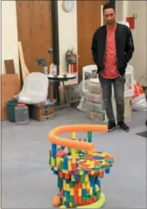  ?? SUBMITTED ?? Ewing resident Albert Brown’s toddler chair was an ambitious achievemen­t that took hours of combining blocks in different shapes to create a circle.