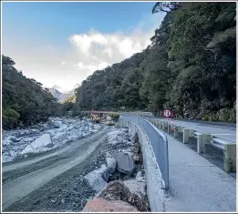  ??  ?? Department of Conservati­on ranger Grant Tremain, top left, says the department is working to future-proof the tracks in Fiordland National Park so they can withstand future weather events. Milford Road Alliance manager Kevin Thompson, top right, says the weather can make repairs to Milford Road challengin­g. PHOTOS: KAVINDA HERATH/STUFF