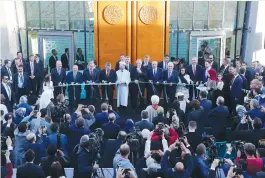  ?? (Handout/Reuters) ?? TURKISH PRESIDENT Tayyip Erdogan attends the inaugurati­on of the Cologne Central Mosque yesterday.