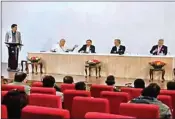  ?? PTI ?? In this video grab, European Union parliament­arians during a press conference on their visit to Jammu and Kashmir, in Srinagar, Wednesday