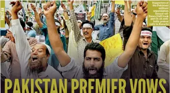  ??  ?? Supporters of the Pakistani militant organisati­on Jamaat-udDawa (JUD) took part in an antiindia protest rally in Karachi