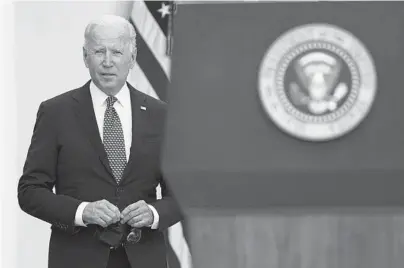  ?? SUSAN WALSH/AP ?? President Joe Biden arrives to sign a bill in the Rose Garden on Thursday at the White House, in Washington.