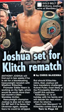  ??  ?? GOLD BELT: Anthony Joshua wins at Wembley