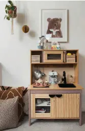  ??  ?? Aimee personalis­ed IKEA’s Duktig toy kitchen, which she bought second-hand, with paint and dowels so it ties in with her scheme. It’s given Etta something special on a budget – the whole look cost just £30