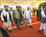  ?? Alexander Zemlianich­enko Pool Photo ?? THE TALIBAN dismissed a planned conference as serving U.S. interests. Above, its delegates in Moscow.