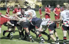  ?? Satish Kumar for The National ?? Joe Teasdale and Abu Dhabi Harlequins, in white, beat Bahrain in the Western Clubs Champions League