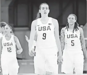  ?? GEOFF BURKE, USA TODAY SPORTS ?? Breanna Stewart, center, has a wealth of internatio­nal experience but is playing in her first Olympics. She has been productive in limited minutes.