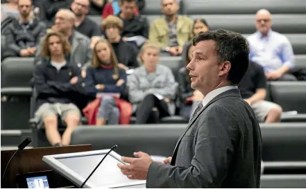  ?? ROSS GIBLIN/STUFF ?? David Seymour at a debate on his bill in Wellington last year.