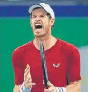  ?? GETTY IMAGES ?? Andy Murray reacts during the match against Juan Ignacio Londero of Argentina in the Shanghai Masters on Monday.