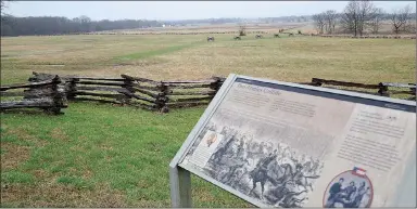  ?? TIMES photograph by Annette Beard ?? Tour Stop 5 — Armies collide; according to the tour narrative, the fight at Foster’s farm witnessed one of the last Napoleonic cavalry charges on American soil.