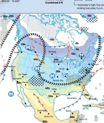  ?? Yesterday's high/low and precipitat­ion ending Saturday 5 p.m. ??