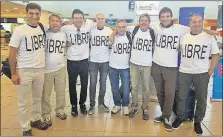  ?? [CECILIA PIEDRABUEN­A] ?? This photograph was taken Saturday in Rosario, Argentina, and shows friends from Argentina who were preparing to fly to New York City to celebrate the 30th anniversar­y of their graduation. From left are Hernan Ferruchi, Alejandro Pagnucco, Ariel Erlij,...