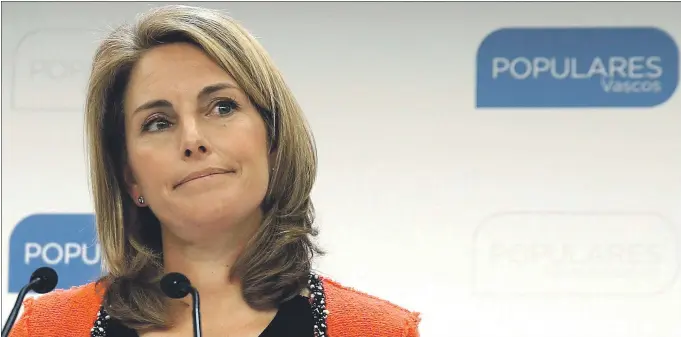  ?? JAVIER ETXEZARRET­A / EFE ?? La presidenta del PP vasco, Arantza Quiroga, presentó su dimisión como máxima dirigente del partido en el País Vasco el pasado miércoles