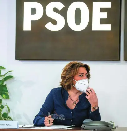  ?? EFE ?? La secretaria general del PSOE andaluz, Susana Díaz, en la Ejecutiva regional la semana pasada