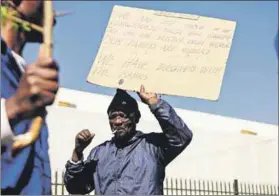  ??  ?? Pay up: Production halted at Gupta-linked VR Laser as workers picketed for their August wages. Photo: Thulani Mbele/Gallo Images/Sowetan