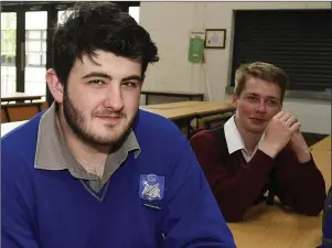  ??  ?? Daniel Downey and Lee Dempsey at Glenart College, Arklow.