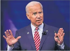  ?? Picture: REUTERS ?? Joe Biden participat­es in a televised townhall on CNN dedicated in Los Angeles, California, US October 10, 2019.