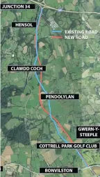  ??  ?? The Western route proposal for the link road from the M4 to the A48 in the Vale of Glamorgan