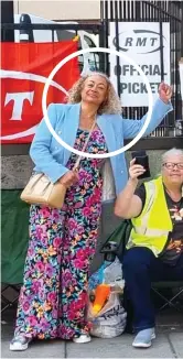  ?? ?? MP Kim Johnson, circled, in a salute to solidarity at a picket in Liverpool