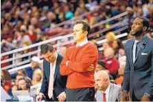  ?? NATHAN J. FISH/LAS CRUCES SUN NEWS VIA AP ?? UNM head coach Paul Weir looks on during the Lobos’ win over the Aggies Thursday. Weir says his team was fortunate to get the victory.