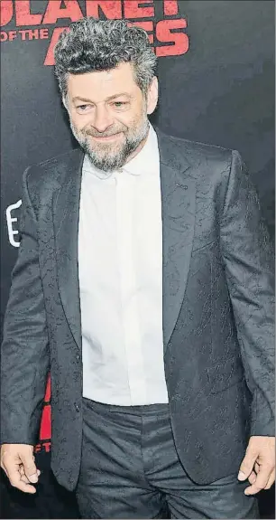  ??  ?? Andy Serkis, en la premier de ‘El amanecer en el planeta de los simios’ (donde interpreta el simio César) en Nueva York, el pasado 10 de julio