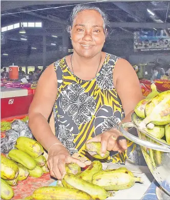  ?? Picture: JONACANI LALAKOBAU ?? Mohini Lata at her stall inside the Nausori market.