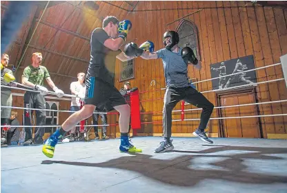  ?? Pictures: Kim Cessford. ?? A sparring session at Brechin Boxing Club, which is proving popular.