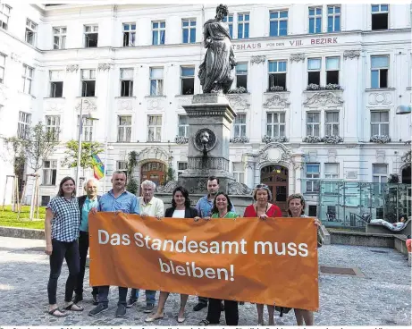  ??  ?? Das Standesamt am Schlesinge­rplatz in der Josefstadt soll abgesiedel­t werden. Sämtliche Bezirkspar­teien machen dagegen mobil