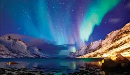  ??  ?? Trip of a lifetime: Take in sights such as the spectacula­r Northern lights of Scandinavi­a aboard cruise ship Columbus